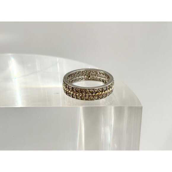 Wedding Band | Stackable Sterling Silver Vintage Double Row Ring - sz 8 - Picture 3 of 9